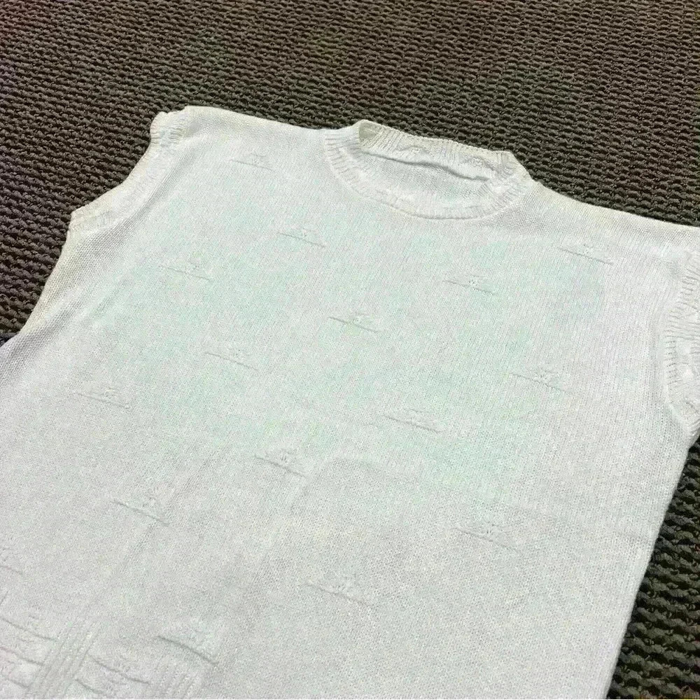 Handmade Vintage White Knit Sweater Vest Women’s Large Made In USA